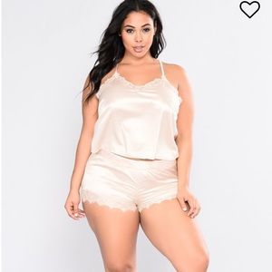 Fashion Nova Baby Pink Satin PJs